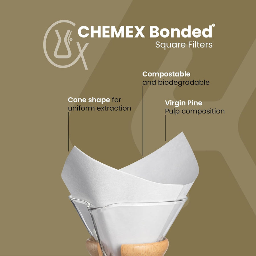 Chemex FS-100 Coffee Filters: Pre-Folded Squares