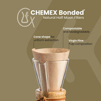 Chemex FP-2N Coffee Filters: Unfolded Natural Half-Moon