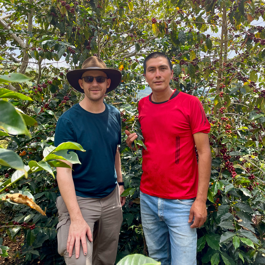 Ozone Green Buyer Roland Glew and Einer Saldivar together at Einer's farm El Cedro in Cajamarca, Peru