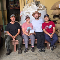 Omar Calderón, Joyce Calderón, Ozone Green Buyer Roland Glew, and Johana Calderón at Micro-Beneficio Granitos de Altura del Ortiz in Costa Rica