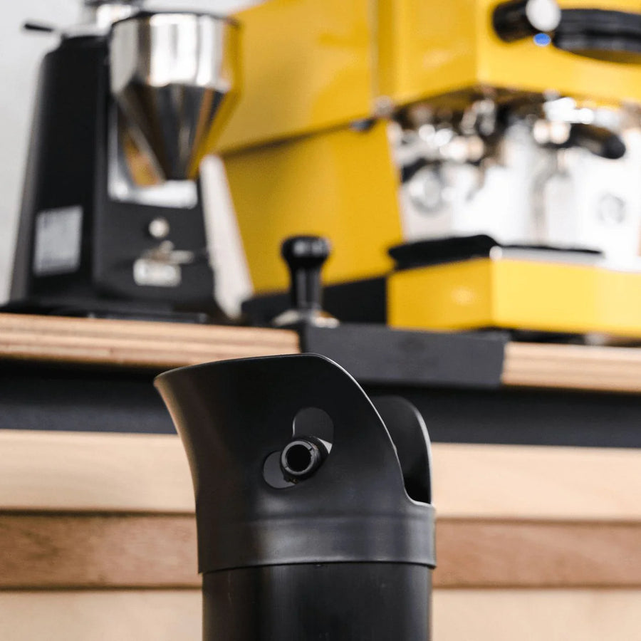 The Rhino Coffee Gear Thumpa Floor Standing Coffee Knock Tube. Available from Ozone Coffee Roasters at ozonecoffee.surf