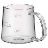 Kalita Jug Glass Server - Jug 400 (400ml) side view showing handle and etched 200ml and 400ml markings
